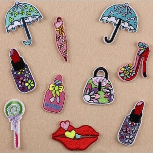 Mixed 10PCs Patches Iron On Stripe Application Applique Sticker Badge Fabric For Bag Jacket DIY Sewing Accessory BT228
