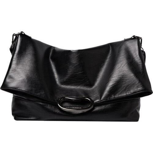 Vintage Locomotive Large Shoulder Crossbody Bags for Women 2021 Quality PU Leather Folding Designer Handbag Big Space Pocket Bag