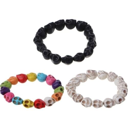 Tibetan Prayer Multi Color Skull Beads Handmade Stretch Bracelet Fashion Jewelry