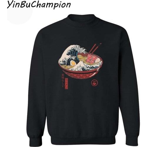 Great Ramen Wave Mens Japan Vintage Hoodies Men Harajuku Sweatshirt Tops Sudaderas Para Hombre Erkek Sweatshirts Pullover