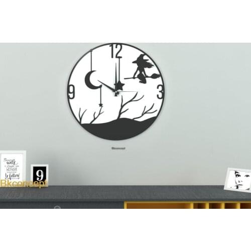 Decoration Living Room Wall Decor Home Living Room Decoration Witch Wall Clock Black And White