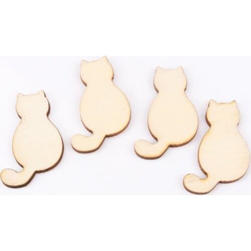 30pcs Natural wooden Cat decoration Wooden Craft Flatback Scrapbooking 23x35mm MT0923