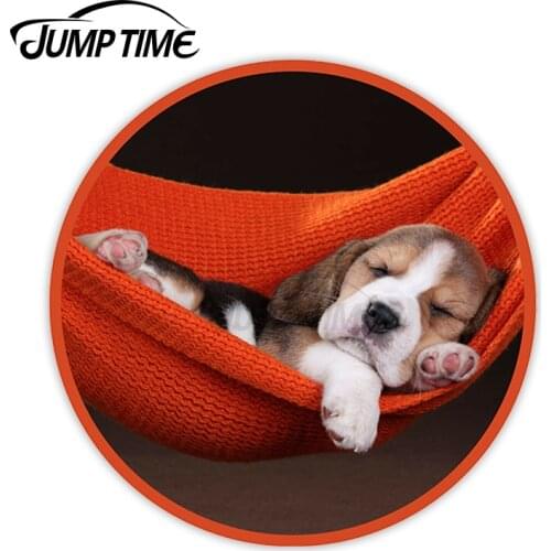 Jump Time Sleeping Beagle Puppy Vinyl Stickers Dog Sticker Laptop Luggage JDM Decal Car Wrap Bumper Trunk Truck Graphics