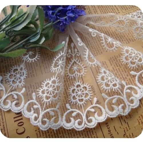 High Quality Hard Mesh Embroidery Lace Fabric DIY Lace Trim clothes Accessories Width 12.5cm 5Yds/lot