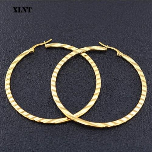 XLNT Hot New Statement Large Hoop Earrings for Women Gold Color Round Gold Earring Luxury Jewelry for Wedding Anniversary Gift