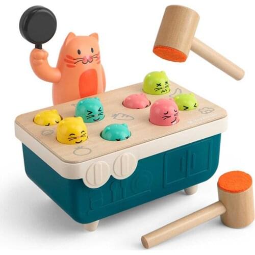 Funny Wooden Hammer Toy Early Education Montessori Pounding Toy Whack A Gopher Toys for Children Christmas Party Game Toys Gifts
