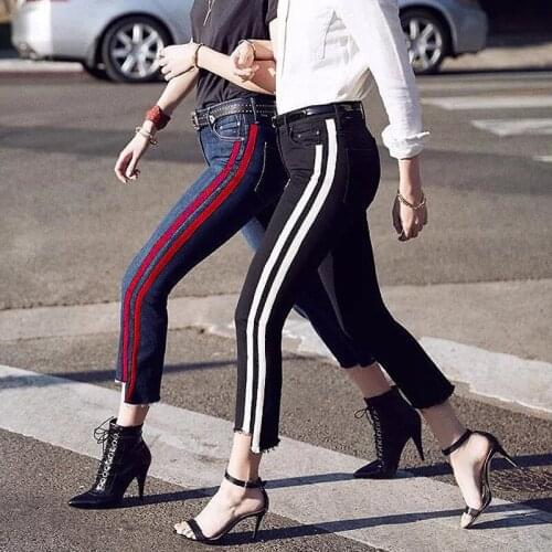 Palazzo Pants Womens Trousers Irregular Rough For Edges Side Vertical Stripes Slim Micro Horns Nine Points Feet Pants Women