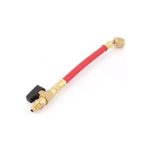 1/4 BSP to 1/4 BSP Ball Valve Refrigerant Charging Pipe Connection Red