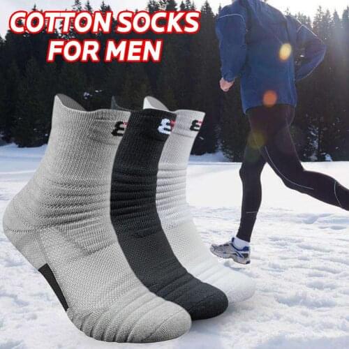 1Pair Basketball Socks Man Long Thickening Towel Bottom Cotton Socks Outdoors Run Badminton Tennis Sport Socks