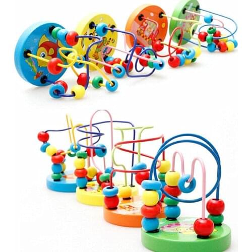 1PCS Roller Coaster Toys For Kids Baby Learning Early Education Wooden Maze Child Wooden Abacus Toys Round Moving Beads Toy