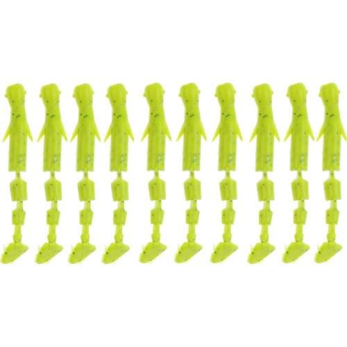 10 Pieces Fishing Lure Baits Soft Bait Worm Maggot Grub Paddle Tail T Tail Artificial Baits Multi Section