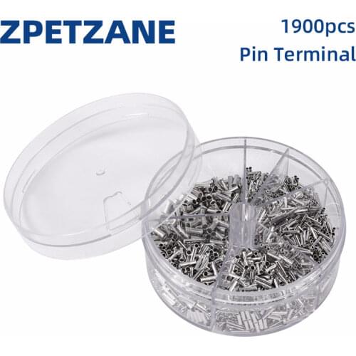 1900pcs/Box 5 Models Cord Insulated Terminals Ferrules Terminal Block Cord End Wire Crimp Sleeves Terminal Assortment Kit