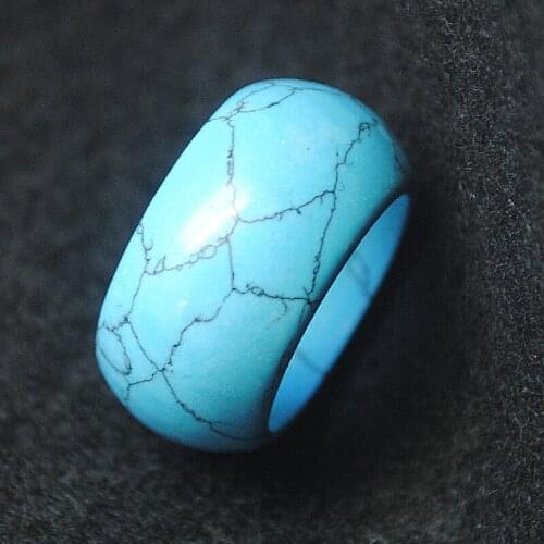 2PC Nature Blue Turquoise Rings For Womens Fashion Party Wearring Or Weddings Simple Jewelry Inner Hole 20MM Diameters