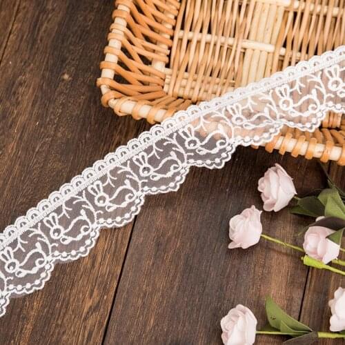 3yards/lot lace ribbon tape 4cm width trim fabric whtie DIY Embroidered For Sewing Wedding dress Decoration handmade material