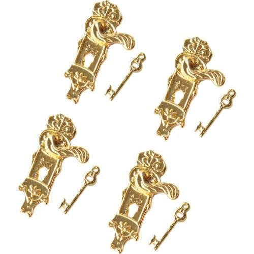 4 Sets Doll House Miniatures Door Locks w. Keys for 1:12 Dollhouse Accs