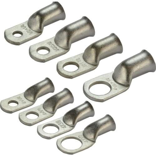 5Pcs AWG Electrical Bare Copper Lugs Battery Crimp Terminals Electric Ring Wire Cable Splice Connectors Kit Assortment