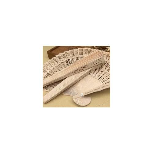 50pcs/ lot personalized sandalwood folding hand fans wedding party giveaways favours fan with organza bag lin2996