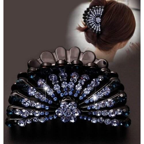 Large Size Hair Claw Crab Clips For Women Vintage Rhinestone Clamps Hairpin Girls Bow Hair Bun Hair Clip Hair Accessories