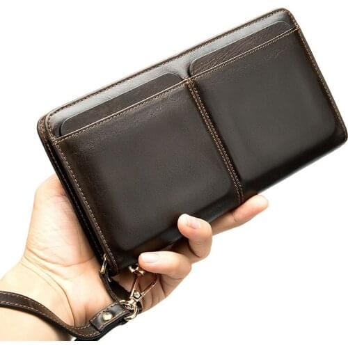 Brand Wallets With Coin Pocket Long Zipper Coin Purse for Men Clutch Business Male Wallet Zipper Vintage Large Wallet