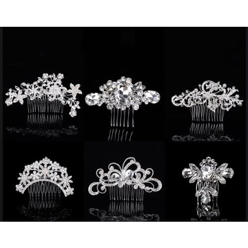 Carddoor new fashion rhinestone hair comb insert comb diamond pearl bridal headdress handmade wedding hair accessories