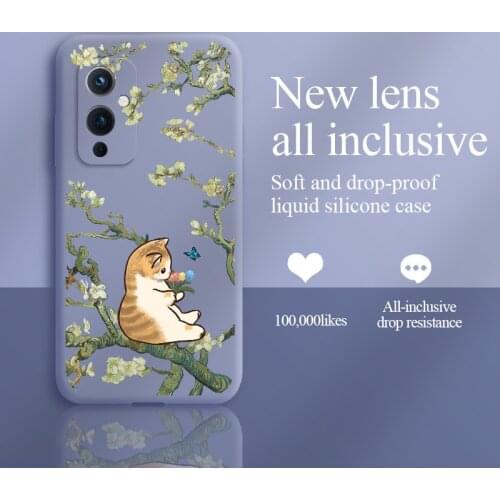 Cat Holding Flowers Sitting On The tree Phone Case For Oneplus 9 9pro 9r 8t 8 8pro 7pro 7 7t 7tpro Liquid Silicone Cover