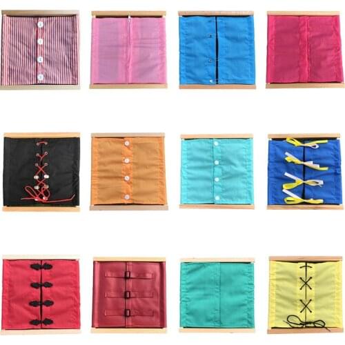 Toddler Montessori Materials Wood Toy Clothing Box Dressing Frame Education Toys
