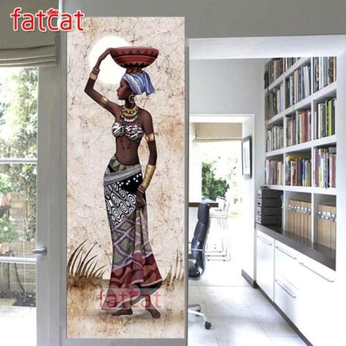 FATCAT African girl large 5D Diy Daimond Painting Full Square Round Drill Rhinestone Embroidery Sale Wall Decoration AE2918