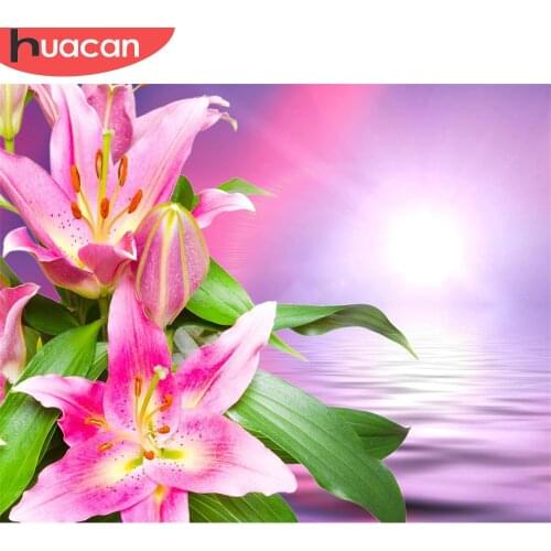 HUACAN Painting By Numbers Lily Flower Pictures By Number For Adults 50x65cm DIY Room Wall Art Home Decoration
