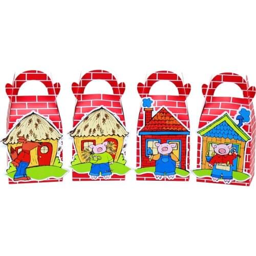 Three Little Pigs Favor Box Candy Box Gift Box Cupcake Box Boy Kids Birthday Party Supplies Decoration Event Party Supplies