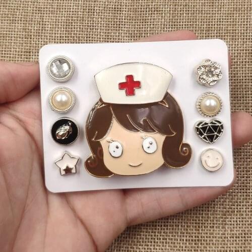 Fashion Girl Lady Nurse Head Angel In White Enamel Pearl Brooch Pins Breastpin Nurses Day Birthday Prize Gift DE081-88
