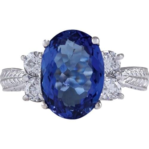 Fashion Women Jewelry Round Cut Blue Zircon Wedding Engagement Rings