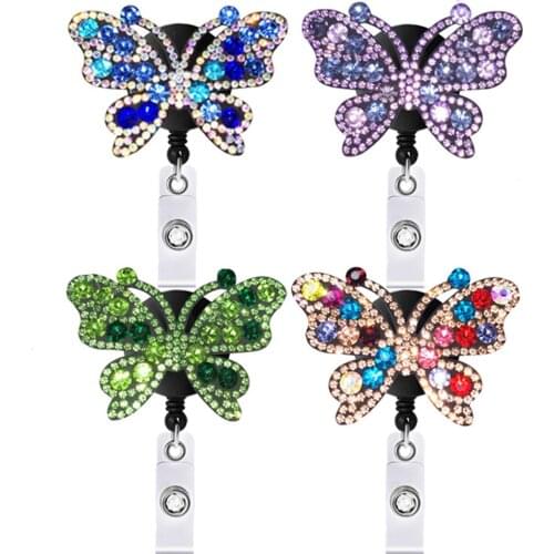 Fashion Cute Creative Badge Clip Butterfly Retractable Nurse Badge Reel Clip Badge Holder Students Doctor Id Card Holder