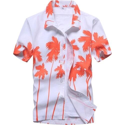 Mens Hawaiian Shirt 2019 Summer New Casual Camisa Masculina Floral Printed Short Sleeve Male Beach Shirts Plus Size