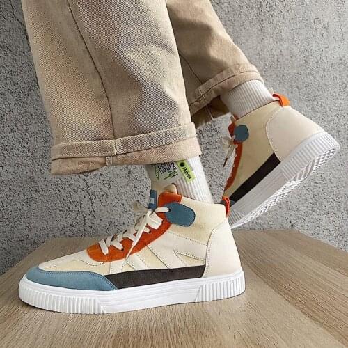 Mens Canvas Shoes High-top Trend Fashion Trendy Shoes Sports Korean Version Ins Summer Hong Kong Wind Board Shoes Outdoor