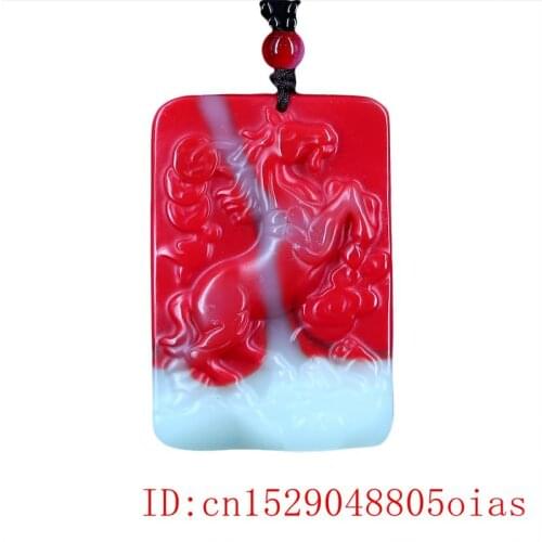 Jade Horse Pendant Natural Necklace Amulet Charm Men Chinese Jewelry Gifts for Carved Women Fashion Jadeite