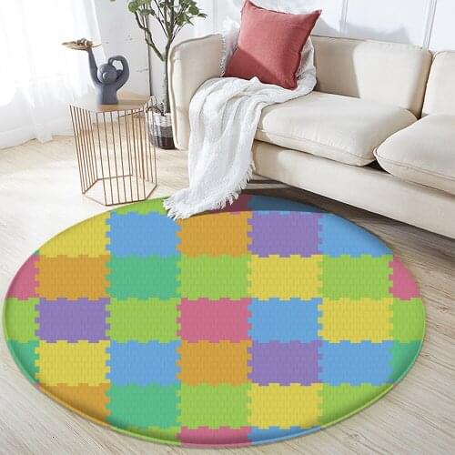 Non-slip Plush Soft Split Round Carpet Multi-color Absorbent Mat Bedroom Living Room Flannel Childrens Carpet Carpet Decorative