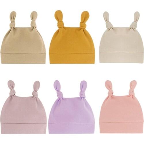 Newborn Single Layer Baby Pullover Hat Infant Tweeted Hat Toddler Girls Boys Double Tail Bonnets 0-1 Years Olds Baby Caps