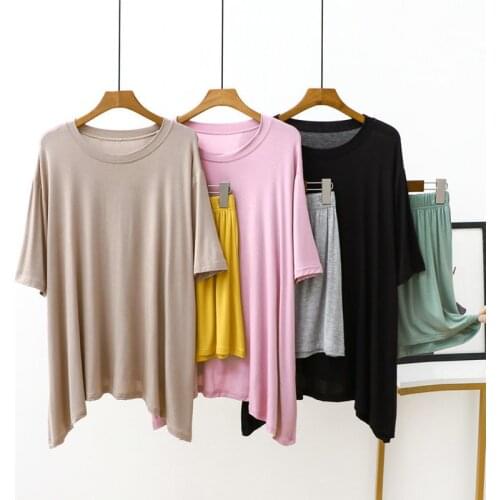 Modal Pajamas Set Women Short Shirt Shorts 2Piece/Set Summer Casual Big Size Elastic Sleepwear Fashion Candy Color Homewear