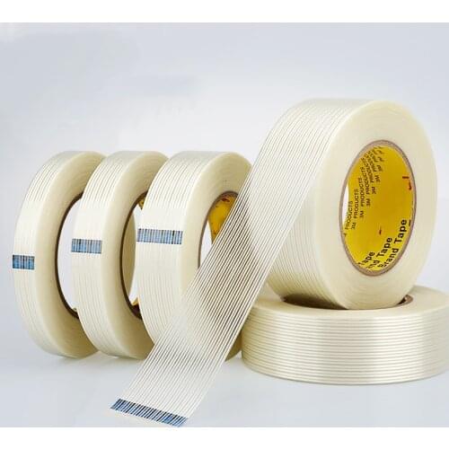 Strong Glass Fiber Transparent Striped Single Side Adhesive Tape Industrial Strapping Packaging Fixed Seal home improvement