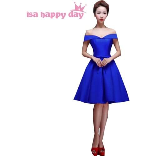 Teen girls sleeveless simple blue satin prom dresses 2020 champagne for short puffy party dress types new 2019 under 50 H2648