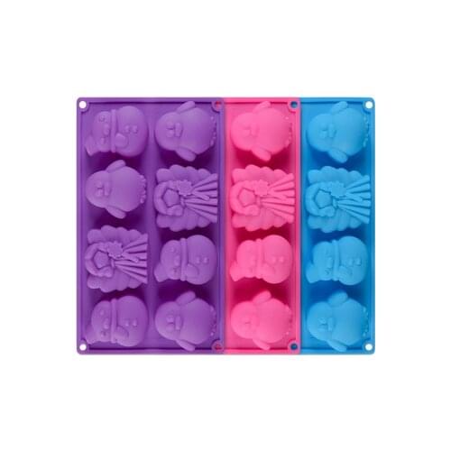 Silicone mold 6 hole Christmas Fondant Cake Mould Christmas Animal Penguin Snow Handmade Soap Molds Resin Aroma Wax mould