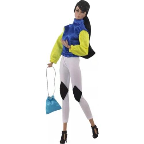 Blue Yellow Shirt Pants Sportswear 11.5" Doll Outfits for Barbie Clothes Gym Fitness Tracksuits Top Trousers 1/6 BJD Accessories