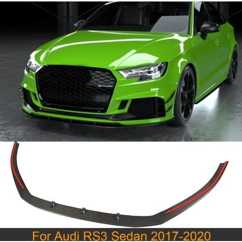 For RS3 Front Bumper Lip Spoiler For Audi RS3 Sedan 2017 - 2020 Car Front Lip Spoiler Apron Splitters Protector Carbon Fiber