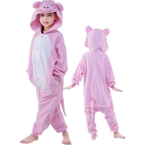 Pig Kigurumi Kids Onesie Pajamas Anime Pyjamas Costume Girls Jumpsuit Winter Sleepwear Halloween Party Suit Onesieshow