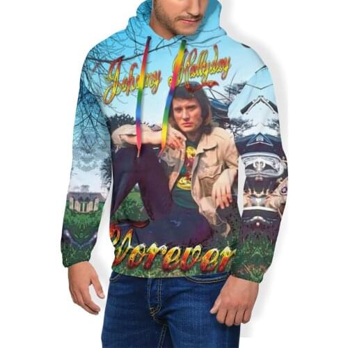 Johnny Hallyday Hoodie Johnny Hallyday Forever Hoodies Outdoor Long Pullover Hoodie Polyester XL Nice Hoodies