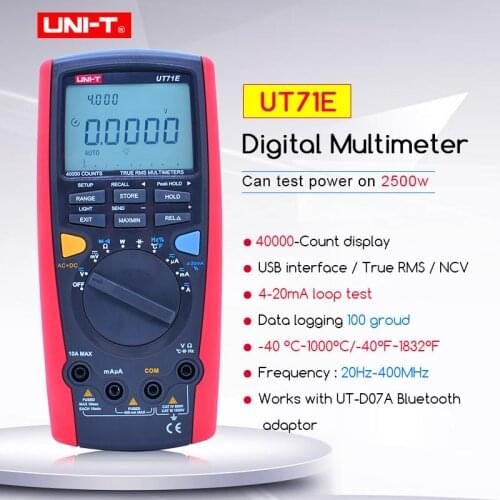 UNI-T UT71E Intelligent Digital Multimeter True RMS Auto Range multimeter loop test LCD backlight/misplug alarm/peak/data hold