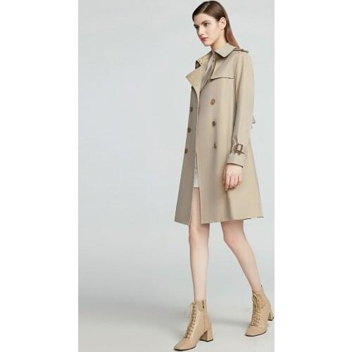 Windbreaker female spring and autumn little man 2021 new lace up slim fit display medium and long fashionable British coat