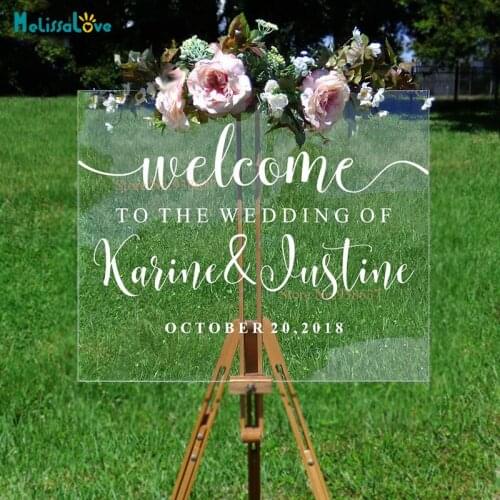 Wedding Welcome Decal Personalized Couples Names and Dates Vinyl Mirror Board Wall Sticker Removable Simple Wedding Dec BA323