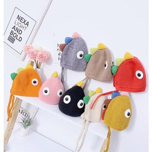 Handmade Cartoon 3D Dinosaur Knitting Hats For Children Caps Cosplay Winter Beanie Hats Birthday Gift Gorras