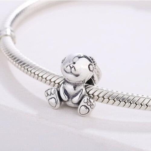 925 Sterling Silver Cartoon Jewelry Animal Rabbit Heart Pendant Charm Bracelet Fashion Jewelry DIY Making For Original Pandora